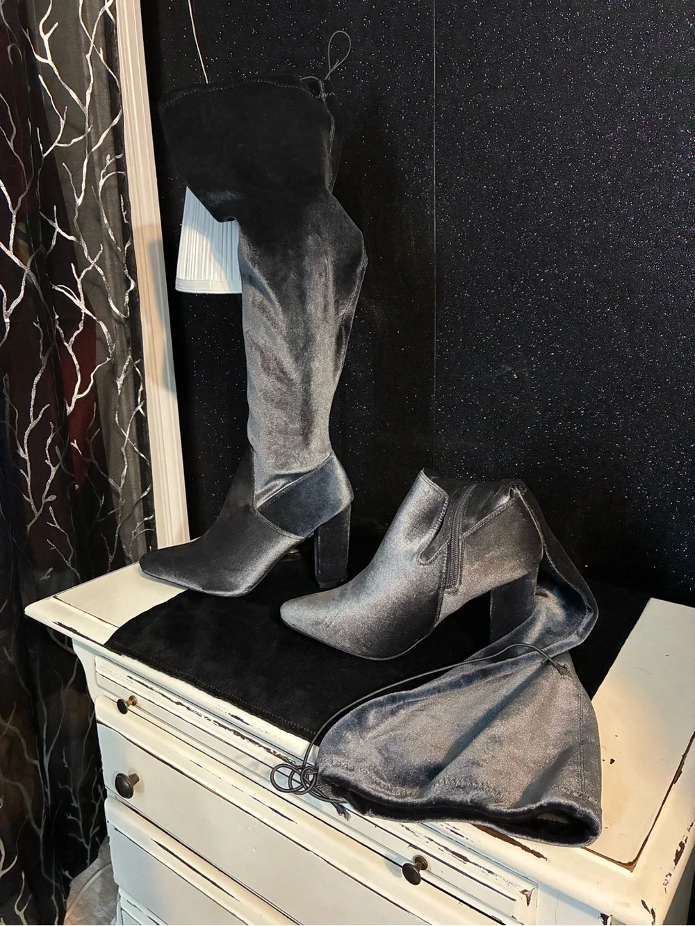 Grey Women's Over-the-Knee heels